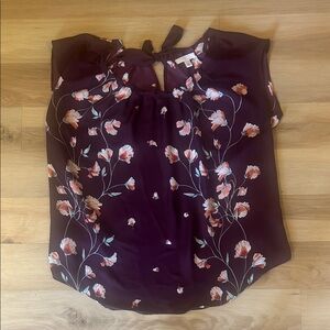 LC Lauren Conrad Plum Floral Blouse